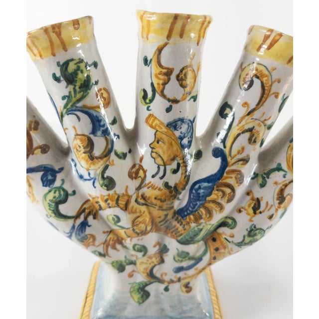 Ceramic 19th/20th Century European Majolica Maiolica Faience Tulipiere Flower Vase For Sale - Image 7 of 13