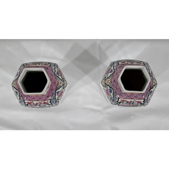 Chinese Hexagonal Vases in Earthenware For Sale - Image 5 of 18