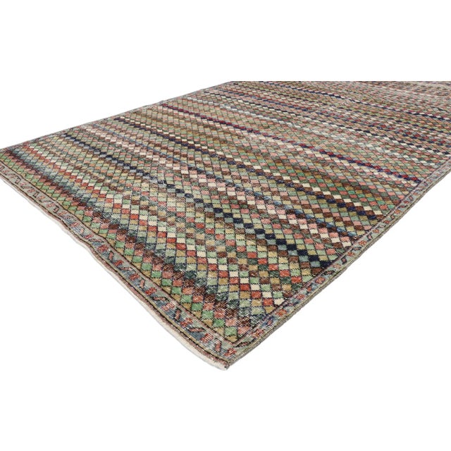 Mid-Century Modern Vintage Turkish Sivas Rug With Mid-Century Modern Style - 05'03 X 09'00 For Sale - Image 3 of 10