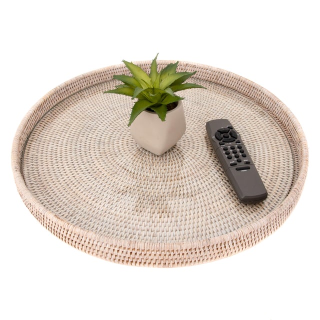 Our round rattan serving and ottoman trays with glass inserts will instantly add a gorgeous touch to any room of your...