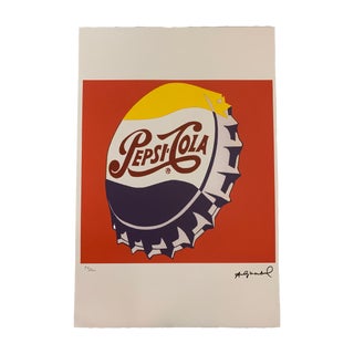 Andy Warhol "Pepsi Cola Bottle Cap - Red" Stone Signed & Numbered Lithograph Print 15 X 23” For Sale