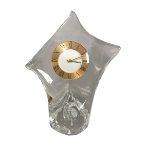 Glass Table Clock from Cristallerie Schneider, 1950s