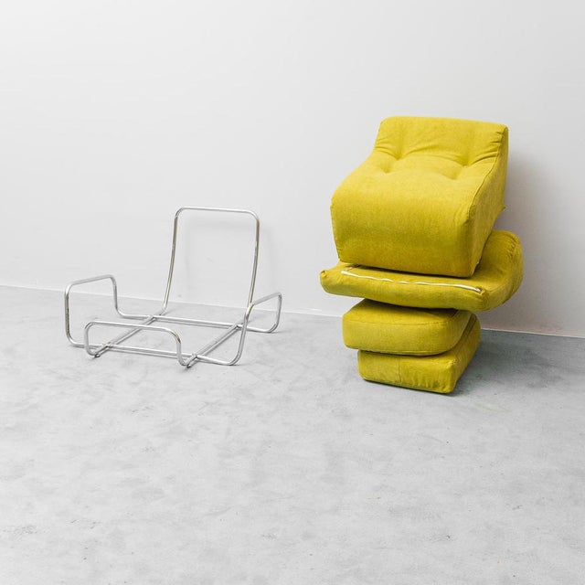 Green Fabric Armchair with Metal Frame, 1970s For Sale - Image 11 of 13