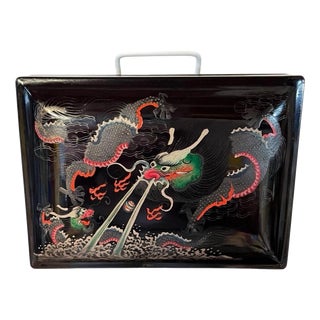 Antique Chinese Foochow Lacquer Box with Dragons, 1900 For Sale