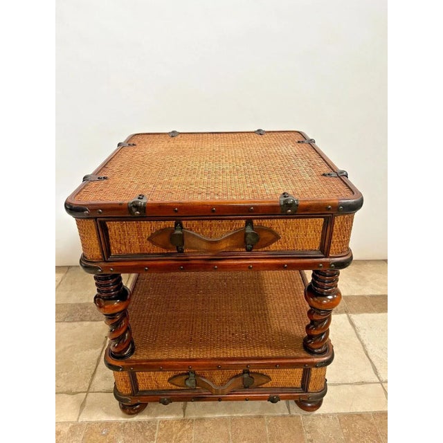 1990s Vintage Two Drawer Side Table Chest With Bottom Shelf Barley ...