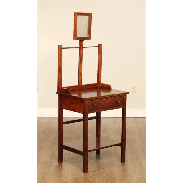 High Quality Antique Early 20th Century Oak Two-Tier Shaving Stand with Single Dovetailed Drawer