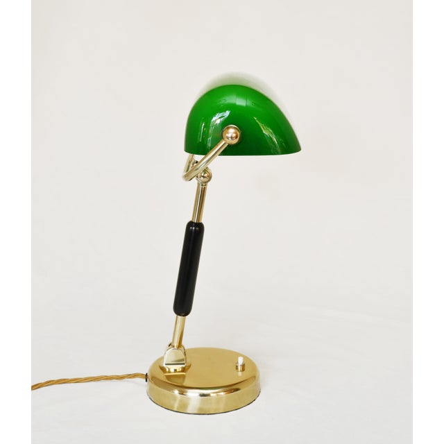 Black Brass and Glass Office Lamp, 1920s For Sale - Image 8 of 15
