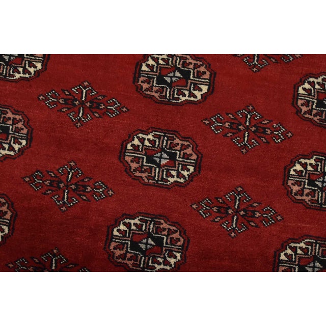 Bokhara Rug 6’3” X 9’4” Red Wool Tribal Hand-Knotted Oriental Carpet For Sale - Image 4 of 12