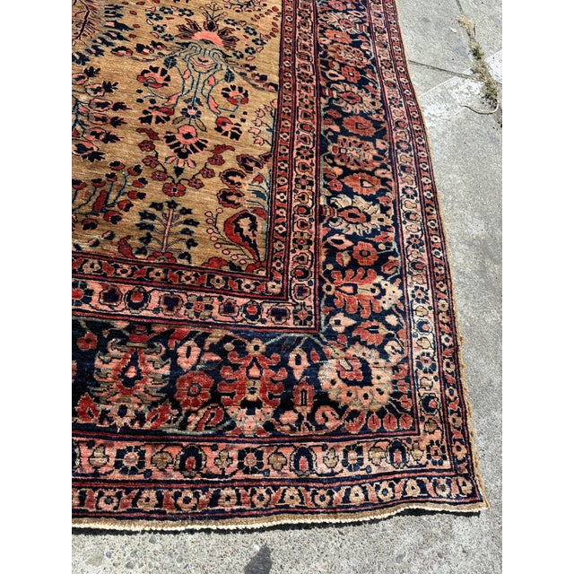 1930s 8ft 8in × 10ft 2in Floral Sarouk Hand Knotted Iranian Area Rug For Sale - Image 5 of 10
