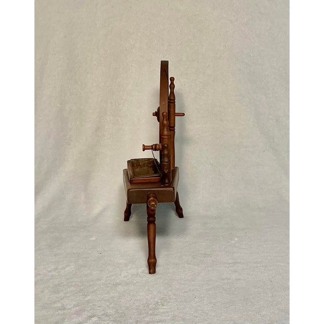 Mid-Century Modern Vintage Decorative Tabletop Wooden Spinning Wheel Planter For Sale - Image 3 of 12