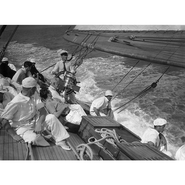 Racing Yacht 6th August 1935: Mr Andrea steers racing yacht 'Candida' along a heavily inclined wave during a race at the...