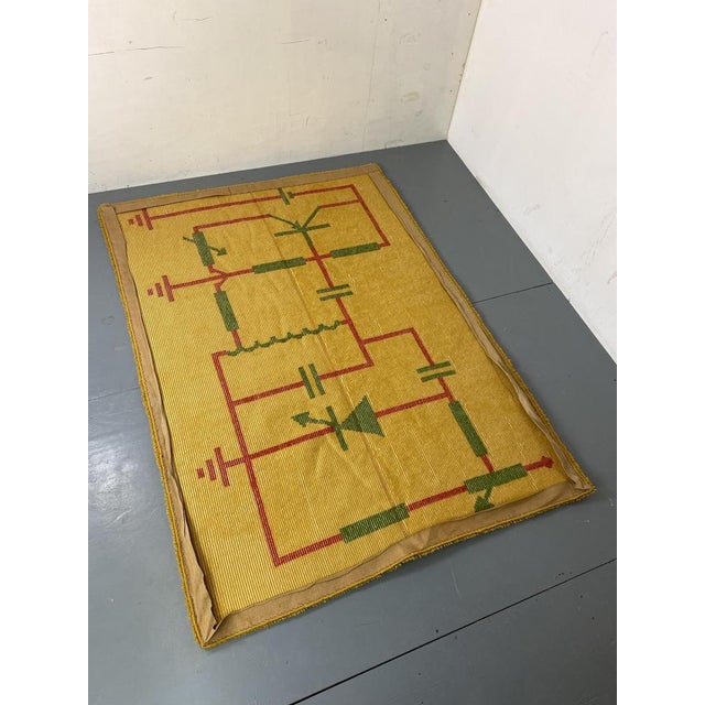 Mid-Century Art Deco Modernist Yellow, Red, Green Wool Rug, 1930s For Sale - Image 11 of 17