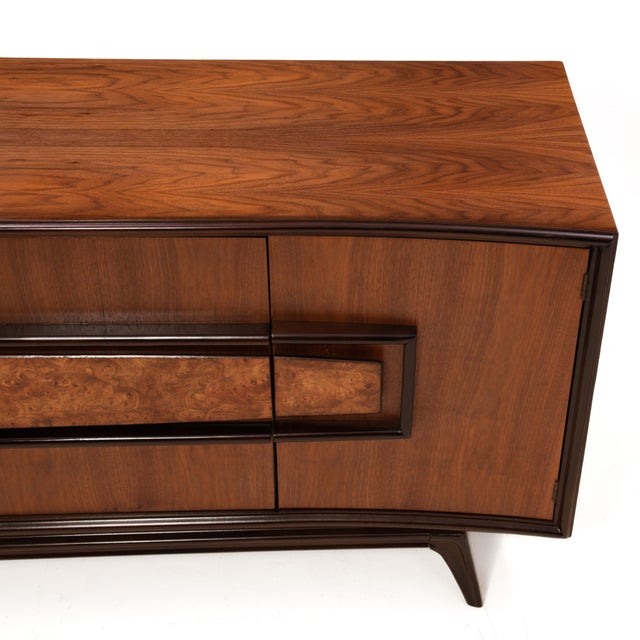Hoke Wood Products Sculptural Nine Drawer Walnut Burl Dresser Mid Century For Sale - Image 9 of 16