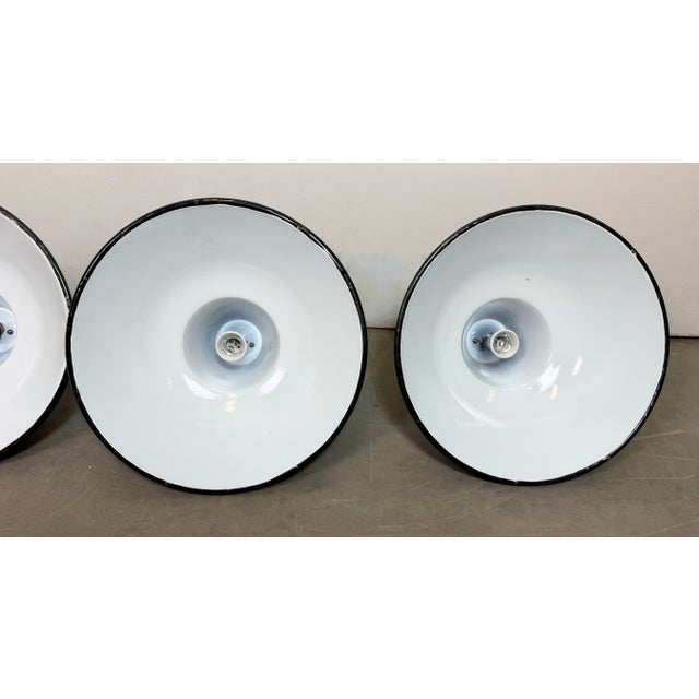 Metal Industrial Black Enamel Pendant Lamps from Elektrosvit, 1960s, Set of 4 For Sale - Image 7 of 18