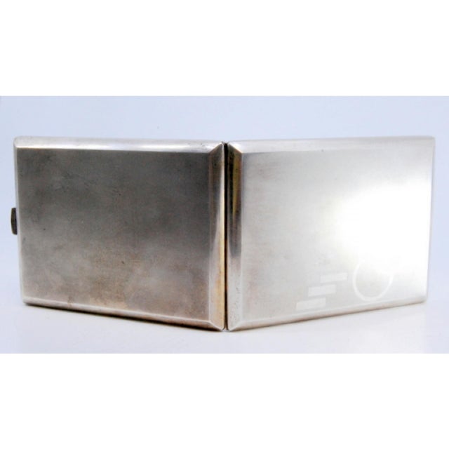 Matte Silver Cigarette Case with Geometric Figures and Gilt Interior For Sale - Image 4 of 10