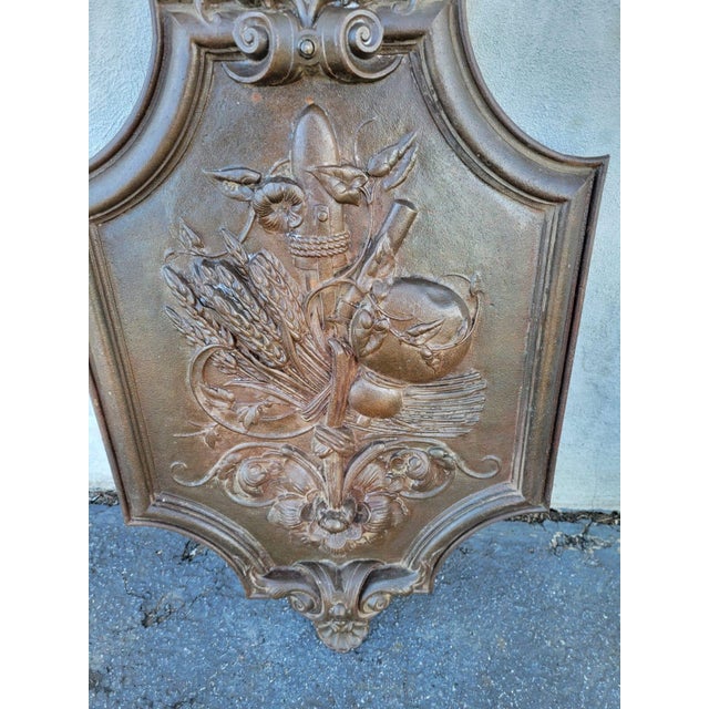Metal Antique 19th Century Rustic Cast Iron Plaque Ornate Decorative Wall Art For Sale - Image 7 of 8