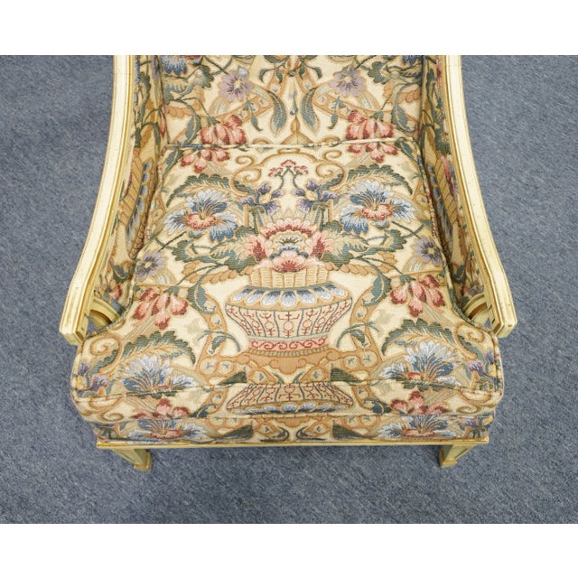 Late 20th Century Statesville Chair Co. Italian Provincial Tufted Upholstered Accent Arm Chair For Sale - Image 5 of 12