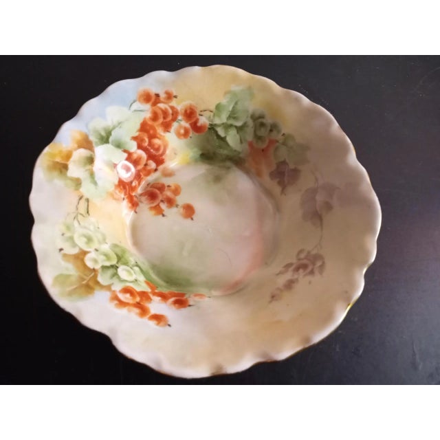 Art Deco Vintage Versailles Germany Handpainted Porcelain Ruffled Bowl For Sale - Image 3 of 8