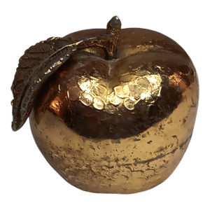 Vintage Gold Gilt Bronze Apple Paperweight "To the Apple of My Eye" Signed Lawson 2.5" X 2.5"