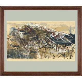 1950s "Field Bird" Modern Earthtone Abstract Serigraph with Bird by Howard Bradford, Framed For Sale