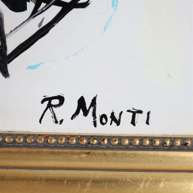 Mid-Century Modern Pair of Mid-Century Abstract Oil Paintings by Rocco Monticolo (R. Monti) For Sale - Image 3 of 6