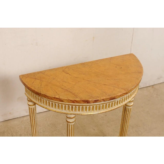 Gold Early 20th Century Italian Pair Antique Petite-Size Demi-Lunes For Sale - Image 8 of 11