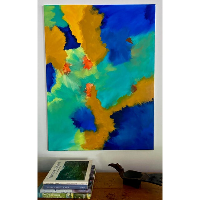 Abstract “Sunlit Waters” Abstract Acrylic Painting by Jennifer Hopkins-Wilcox For Sale - Image 3 of 4