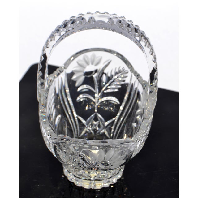 Transparent 1960s West Germany Handmade Crystal Bride Princess Basket Etched 24% Lead Crystal Glass For Sale - Image 8 of 13