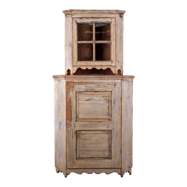 Swedish Baroque Corner Cupboard, C.18th Century For Sale