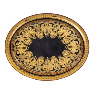 English Black Lacquered & Parcel Gilt Tray on Stand For Sale