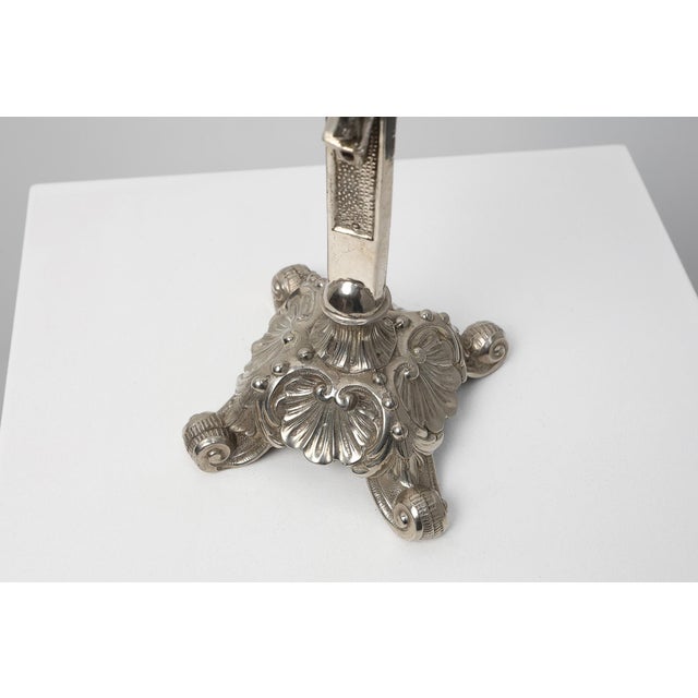 French Silver-Plated Standing Crucifix on Scrolled Tripod Base, 1900 For Sale - Image 10 of 14
