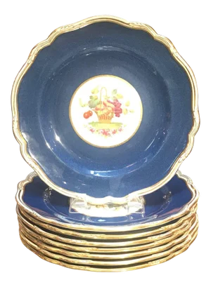 Antique Copeland Spode for Tiffany & Co. English Hand-Painted Service Plates- Set of 8