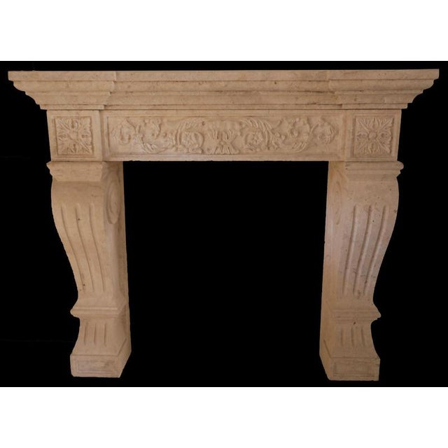 20th Century French Carved Limestone Fireplace with Scrolled Jambs For Sale - Image 5 of 5