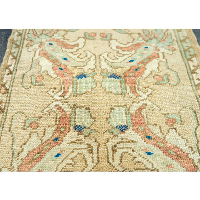 Early 21st Century Turkish Mini Rug Oriental Hand Knotted Vintage Rug 1'7" x 3'2" #20753 For Sale - Image 5 of 8