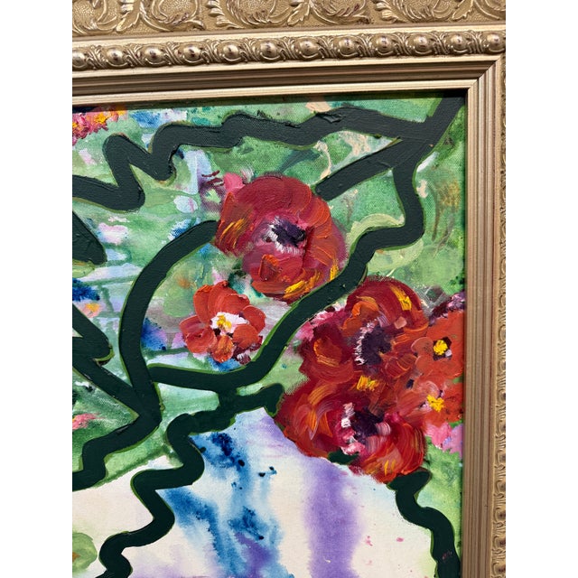 Floral Mixed Media Painting, Framed For Sale - Image 4 of 12