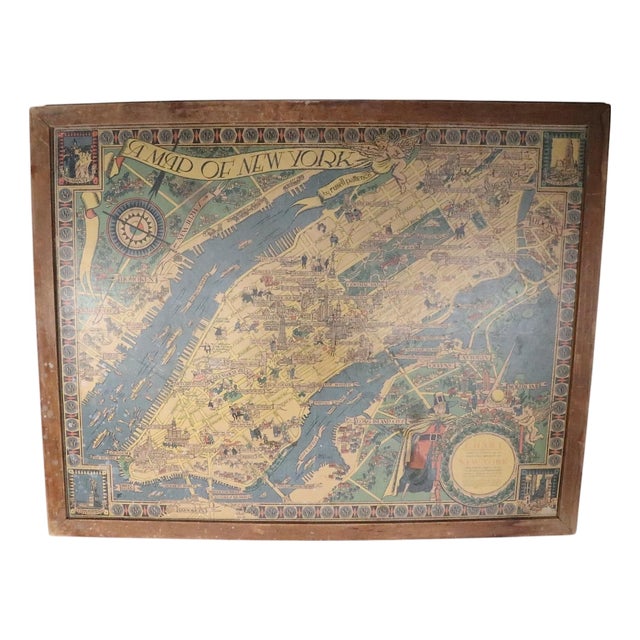 Art Deco Map of New York by Russell Patterson for r.h. Macy C. 1939 For Sale