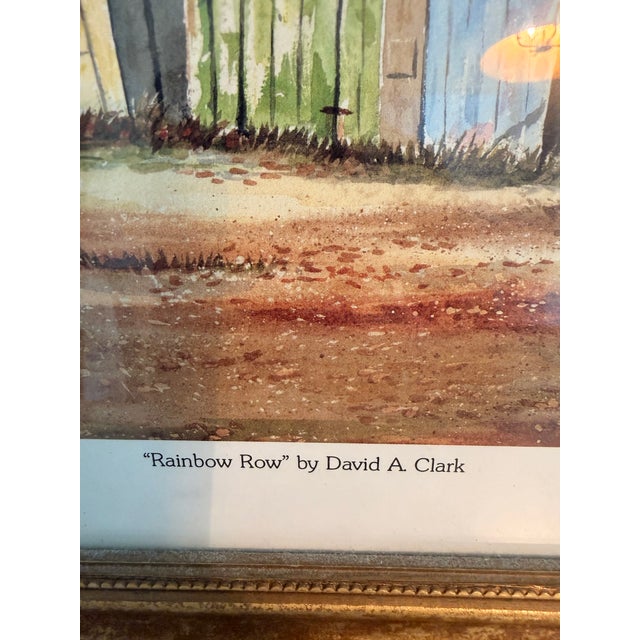 David A. Clark “Rainbow Row” Signed Limited Edition Print 374/600 in Antiqued Gold Frame For Sale - Image 4 of 12