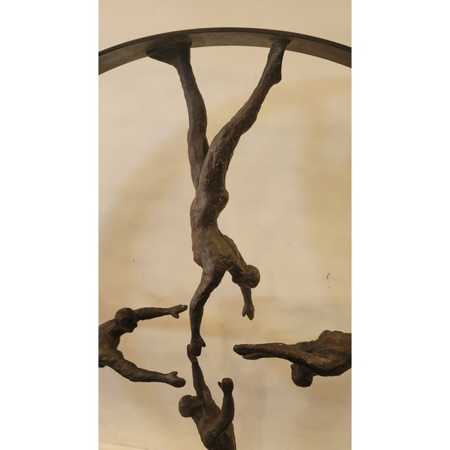 Mid-Century Modern Ernest Troval Attributed Wall Sculpture Falling Man Iron Large 45inch Circle For Sale - Image 3 of 10