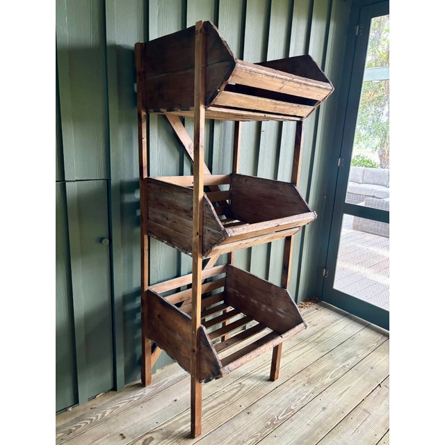 Late 20th Century Vintage Rustic Wooden Farmhouse Market Display/Produce Stand For Sale - Image 5 of 15
