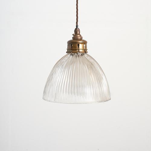 Reclaimed Glass Pendant Light from Holophane, 1940s For Sale - Image 6 of 6