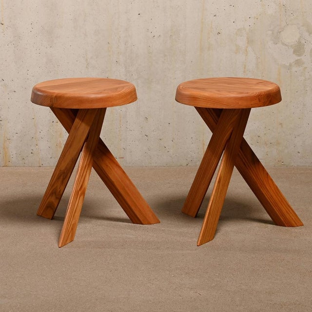 Stool S31 Model in Elmwood by Pierre Chapo, France For Sale - Image 9 of 18