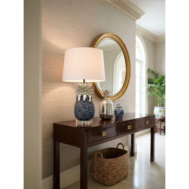 Vintage Italian Glazed Ceramic Pineapple Table Lamp | Hollywood Regency Style For Sale - Image 9 of 12