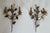 Mid-Century Modern 1970s 3-light wall sconces in gilded metal with leaves. French work - a Pair For Sale - Image 3 of 12