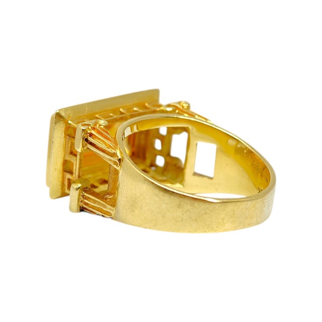 Metal Late 20th Century Finestra Greek Revival 18k Yellow Gold and Citrine Architectural Ring, Size 9.25 For Sale - Image 7 of 13