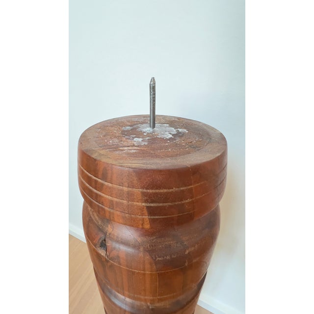 Dansk Designs Monumental 24" Staved Teak Floor Candle Holder For Sale - Image 4 of 6