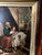 Framed Oil on Board Depicting "Woman Teaching Granddaughter to Saw", Mid-20th Century
