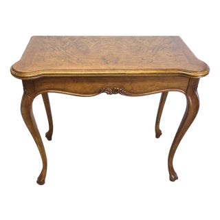 Baker Milling Road Burl Walnut Flip-Top Game Table For Sale