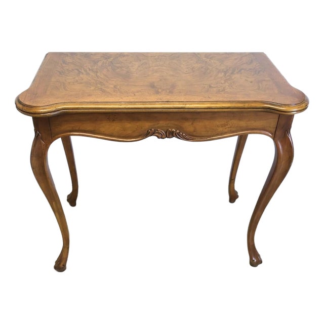 Baker Milling Road Burl Walnut Flip-Top Game Table For Sale