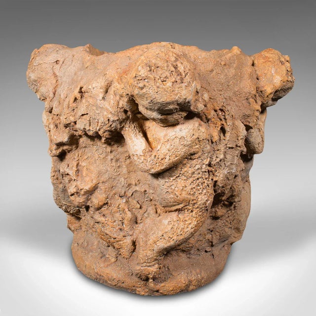 This is a large vintage decorative cherub jardiniere. An Italian, reconstituted stone planter with putti figures, dating...
