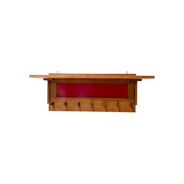 Art Deco Modernist Wall Coat Rack in Oak and Lacquer by Jan Brunott, 1920s For Sale - Image 6 of 12